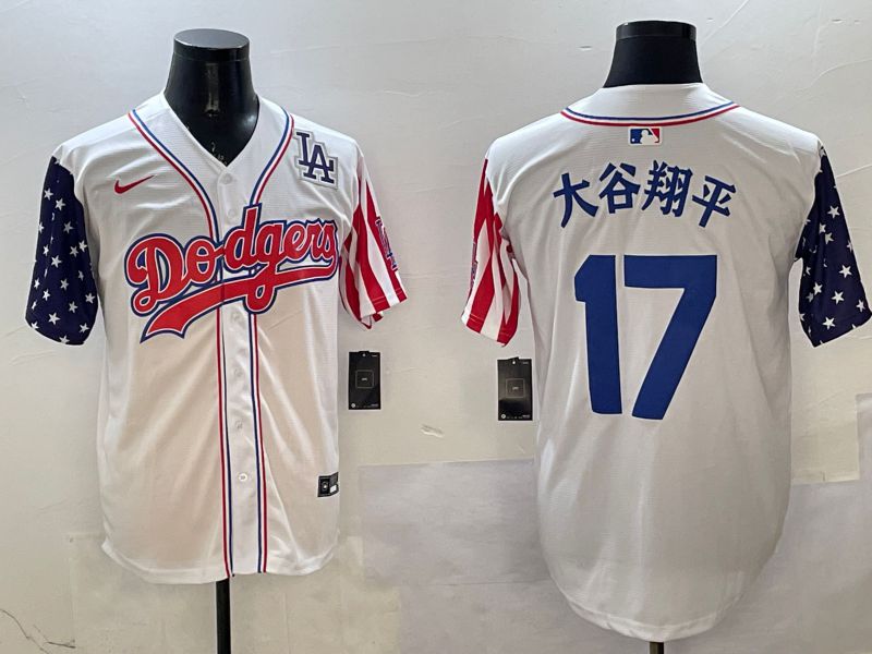 Men Los Angeles Dodgers #17 Ohtani White a generation of national flags Joint name 2025 Nike MLB Jersey style 4->los angeles dodgers->MLB Jersey